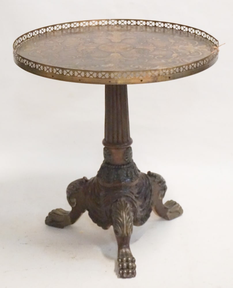 Regency Style Brass Top Carved & Gilt Side Table (1 of 3)