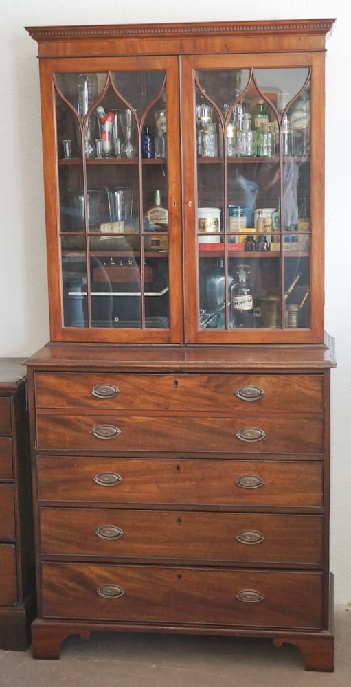 British Regency Figured Mahogany Secretary Bookcase (1 of 4)