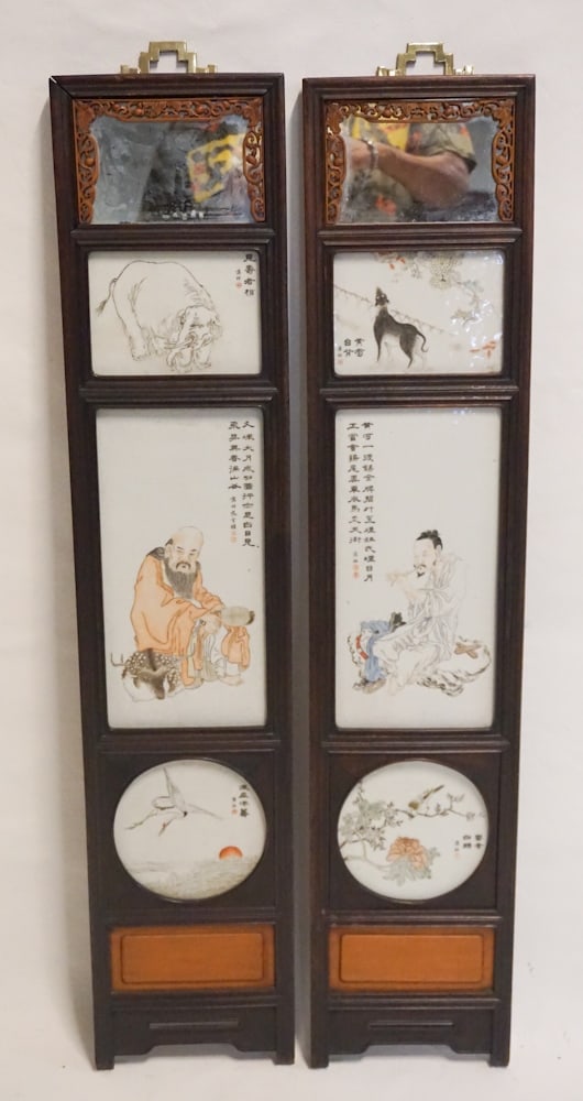 Pair Antique Chinese Hardwood Wall Hangers (1 of 14)