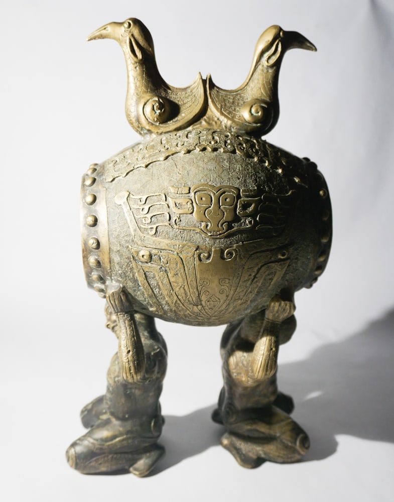 Oriental Sculptural Brass Gong or Instrument (1 of 3)