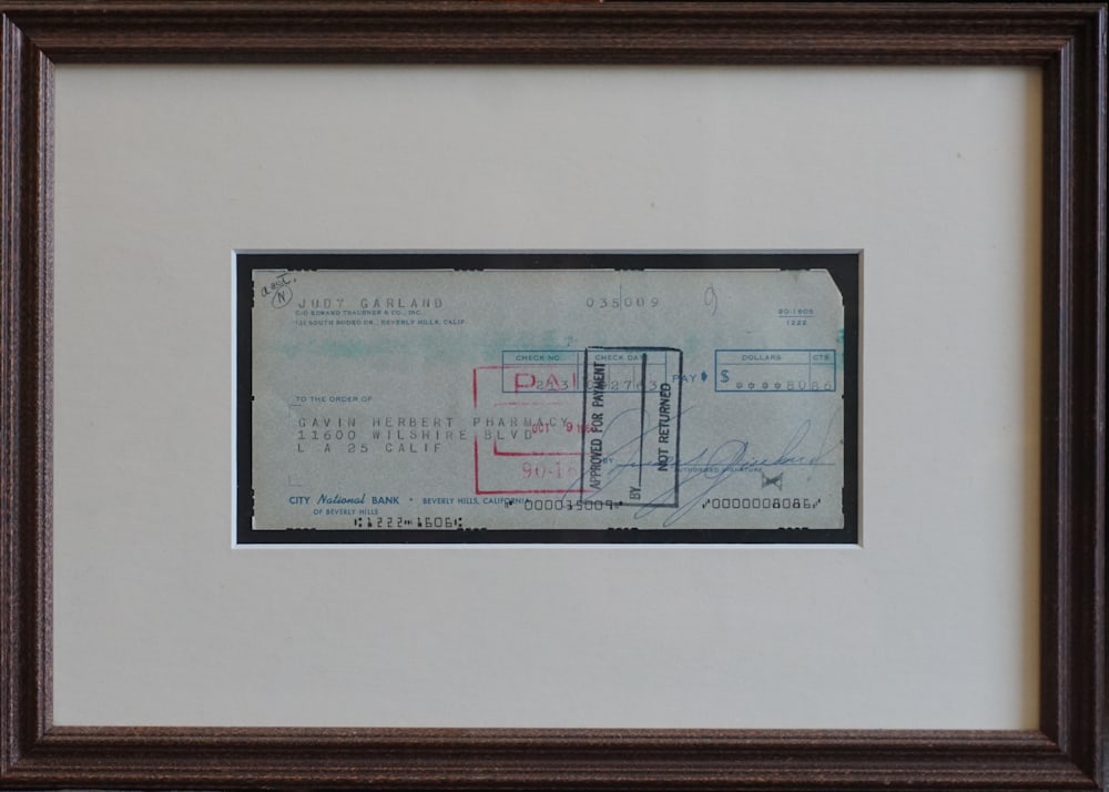 1963 Judy Garland Hand Signed Cashed Check (1 of 2)
