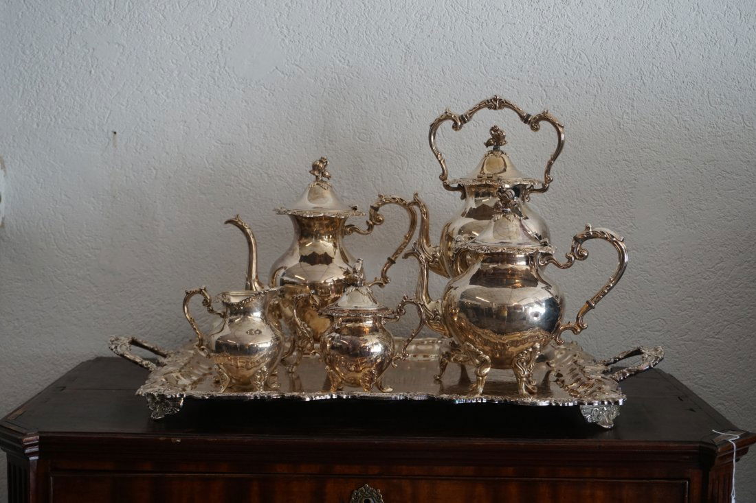 Handsome English Sheffield Silver Plate Tea ServiceÂ  (1 of 3)