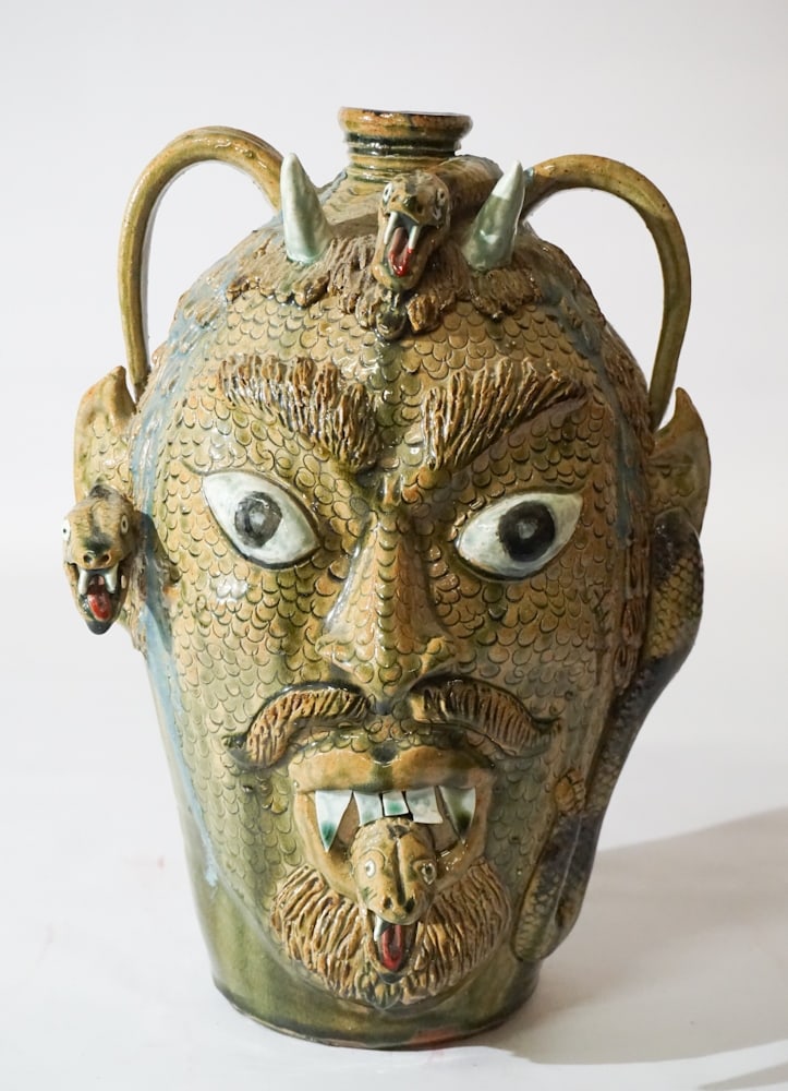 Fine Southern Stoneware Devil & Snake Face Jug (1 of 6)