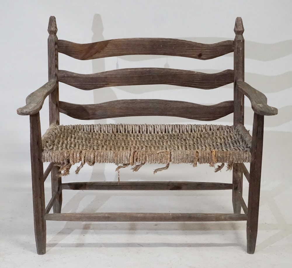 Antique Hunter Family Yellow Pine Bench (1 of 4)