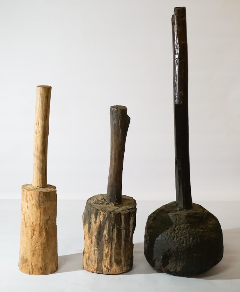 Collection Three Antique Carved Wood Mallets (1 of 2)