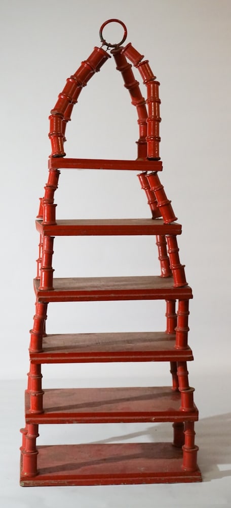 Very Charming Antique Folk Art Hanging Spool Shelf (1 of 2)