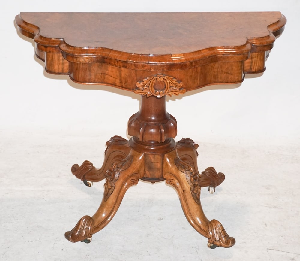 English Rococo Revival Figured Walnut Games Table (1 of 2)