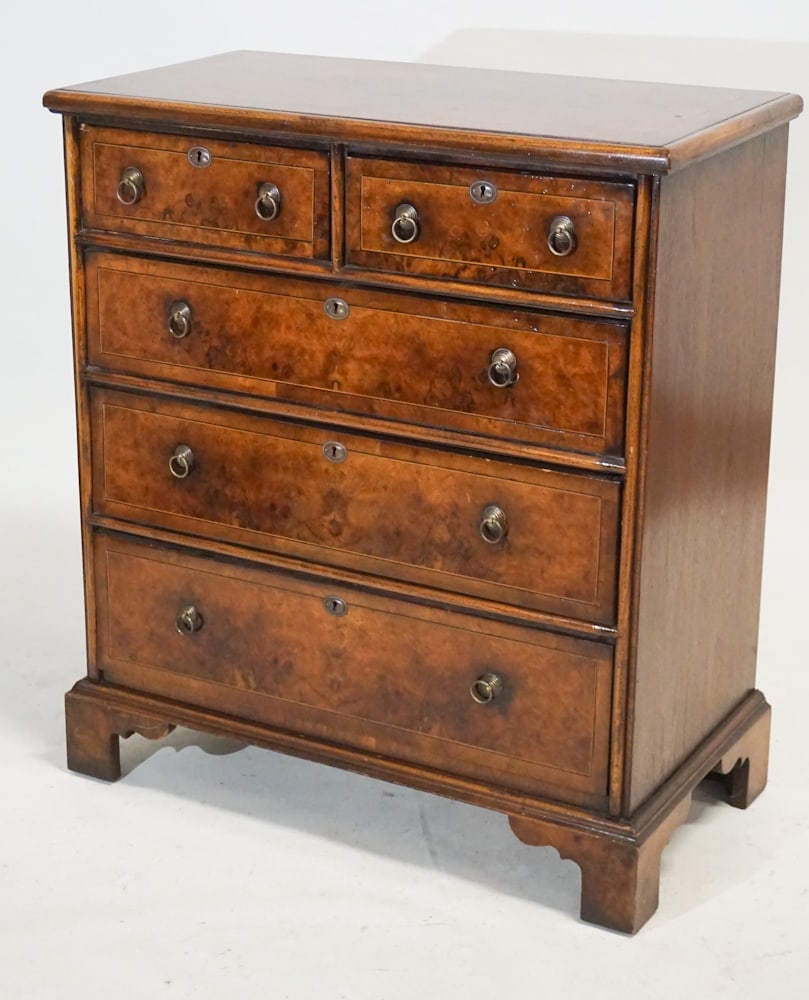 English George III Style Inlaid Walnut Chest (1 of 4)