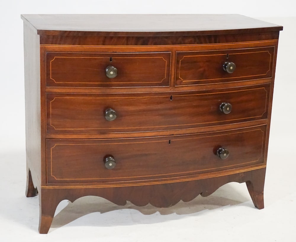 English Regency Inlaid & Figured Mahogany Chest (1 of 5)