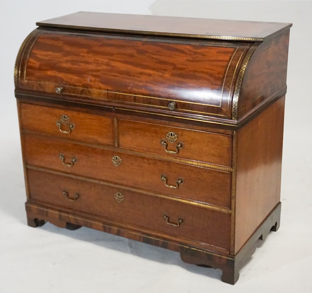 Fine English Regency Figured & Brass Inlaid Desk (1 of 7)