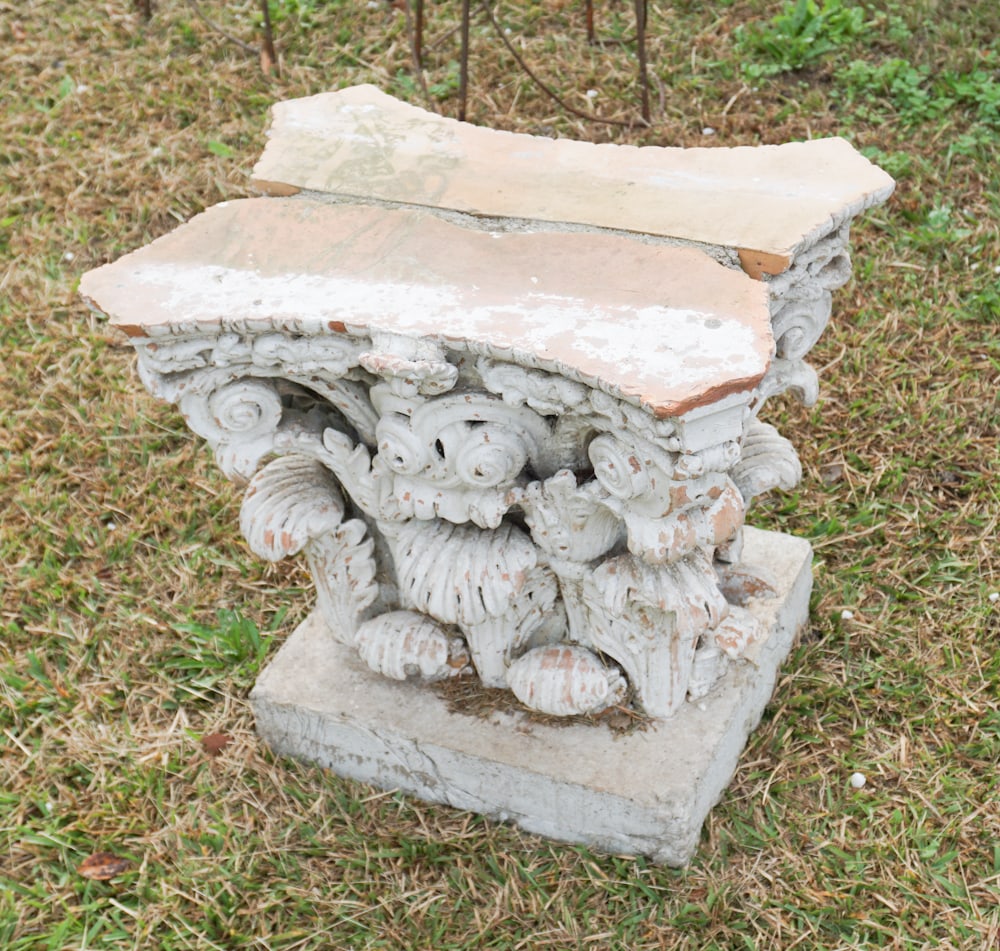 Pair Antique Terracotta Capitals Made Into Side Table (1 of 3)