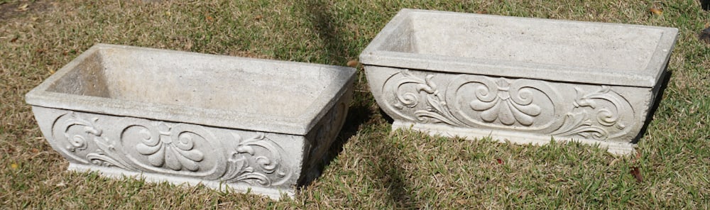Fine Pair Vintage Cast Stone Garden Planters (1 of 1)