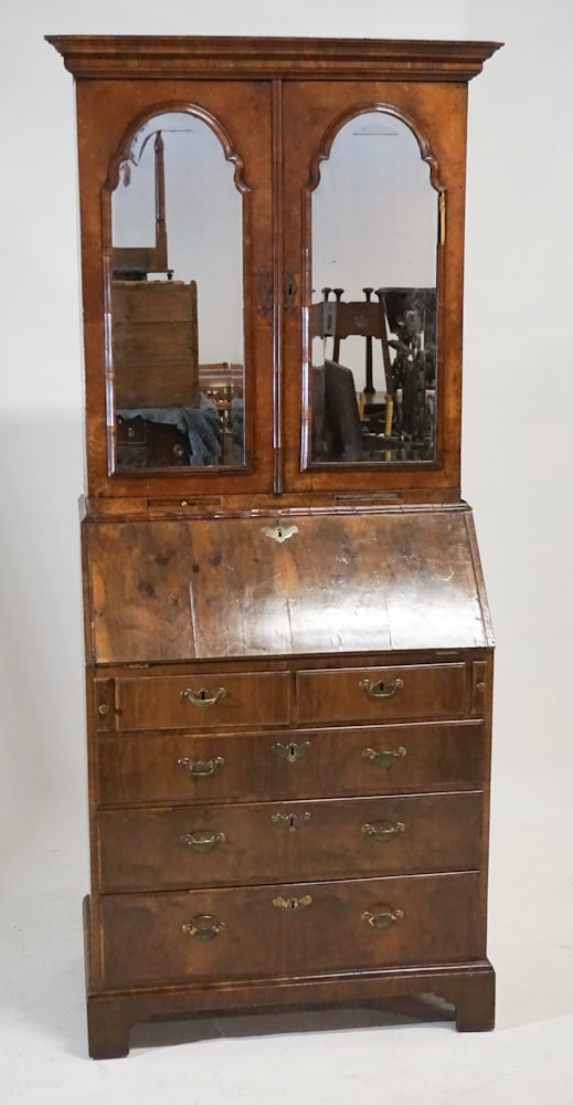 George III Figured Walnut Secretary Desk & Bookcase (1 of 4)