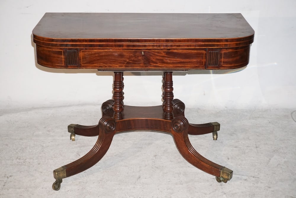 Fine English Regency Inlaid Mahogany Games Table (1 of 5)