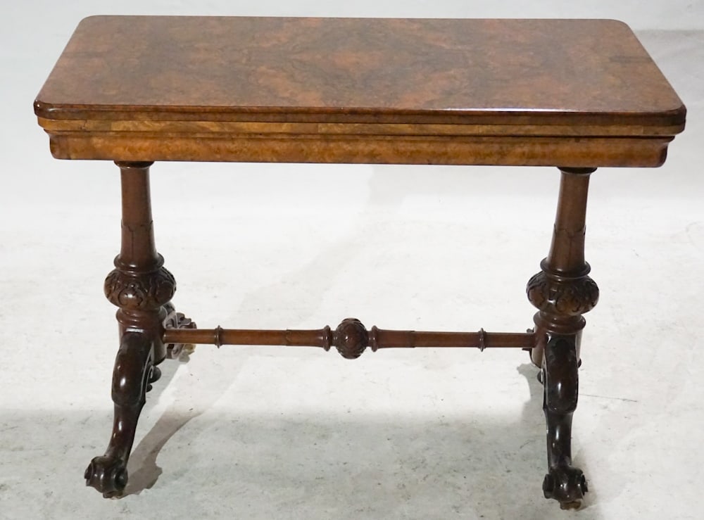 English Rococo Revival Figured Walnut Games Table (1 of 2)