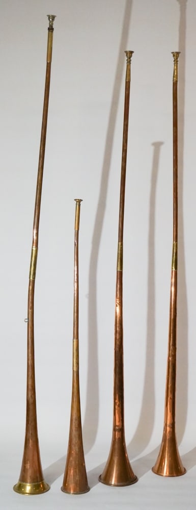 Collection Antique English Copper Fox Hunt Horns (1 of 2)