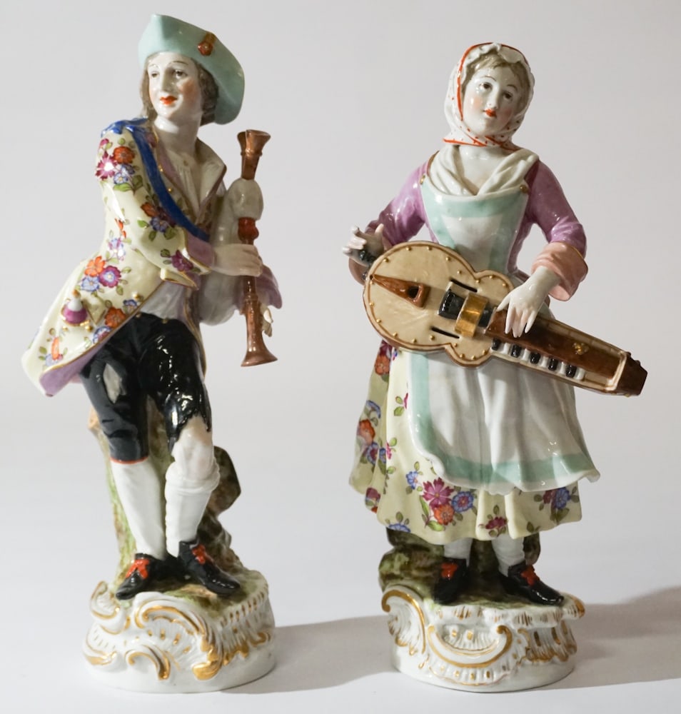 Pair Antique German Porcelain Figural Pieces (1 of 4)