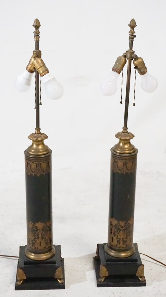 Pair Vintage French Deco Metal Table Lamps (1 of 2)