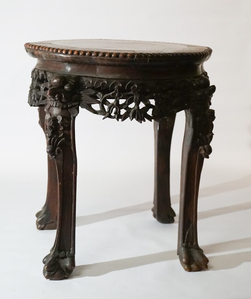 Antique Japanese Rosewood Marble Top Side Table (1 of 2)