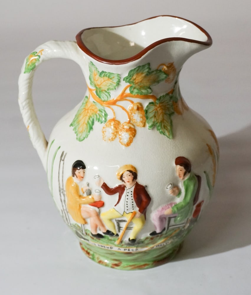 Antique English Staffordshire Pottery Beer Pitcher (1 of 5)