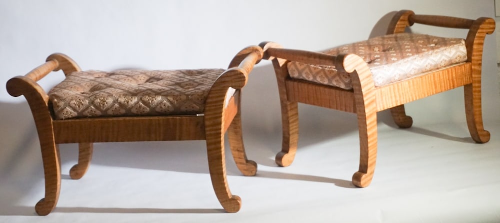 Fine Pair American Sheraton Tiger Maple FootStools (1 of 3)