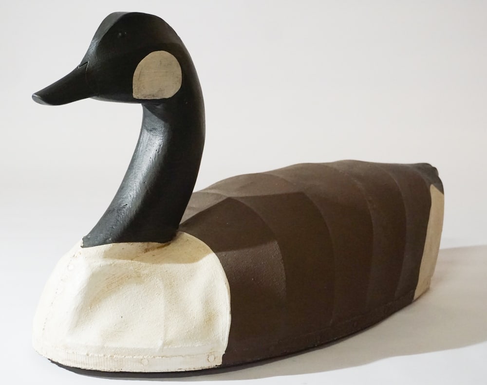 Vintage NC Canvas & Carved Wood Goose Decoy (1 of 3)