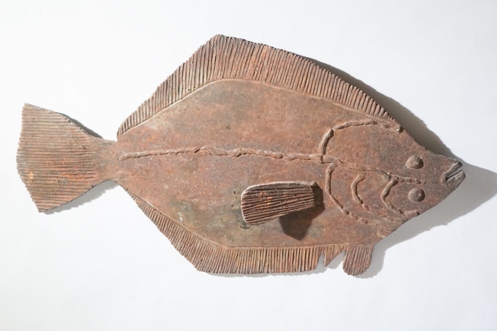 Folk Art Hand Crafted Iron Flounder Wall Hanger (1 of 2)