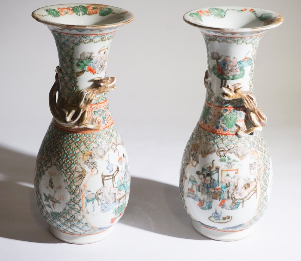 Pair Antique Chinese Export Porcelain Vases (1 of 18)