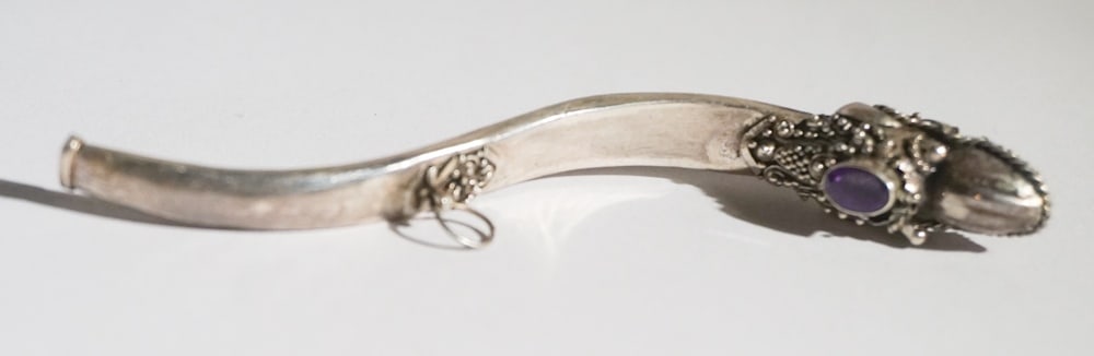 Antique Oriental Silver & Amethyst Pipe (1 of 3)