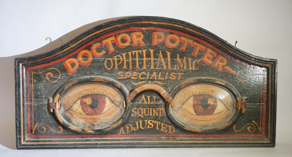 Vintage Folk Art Eye Doctors Double Sided Sign (1 of 2)