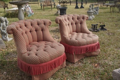 Pair Designer Side or Parlor Chairs by Bittners: 20th century. Each having excellent upholstery in good well kept condition. H29" W24" D26" Sold from the collection of a private Charleston, South Carolina home South of Broad.