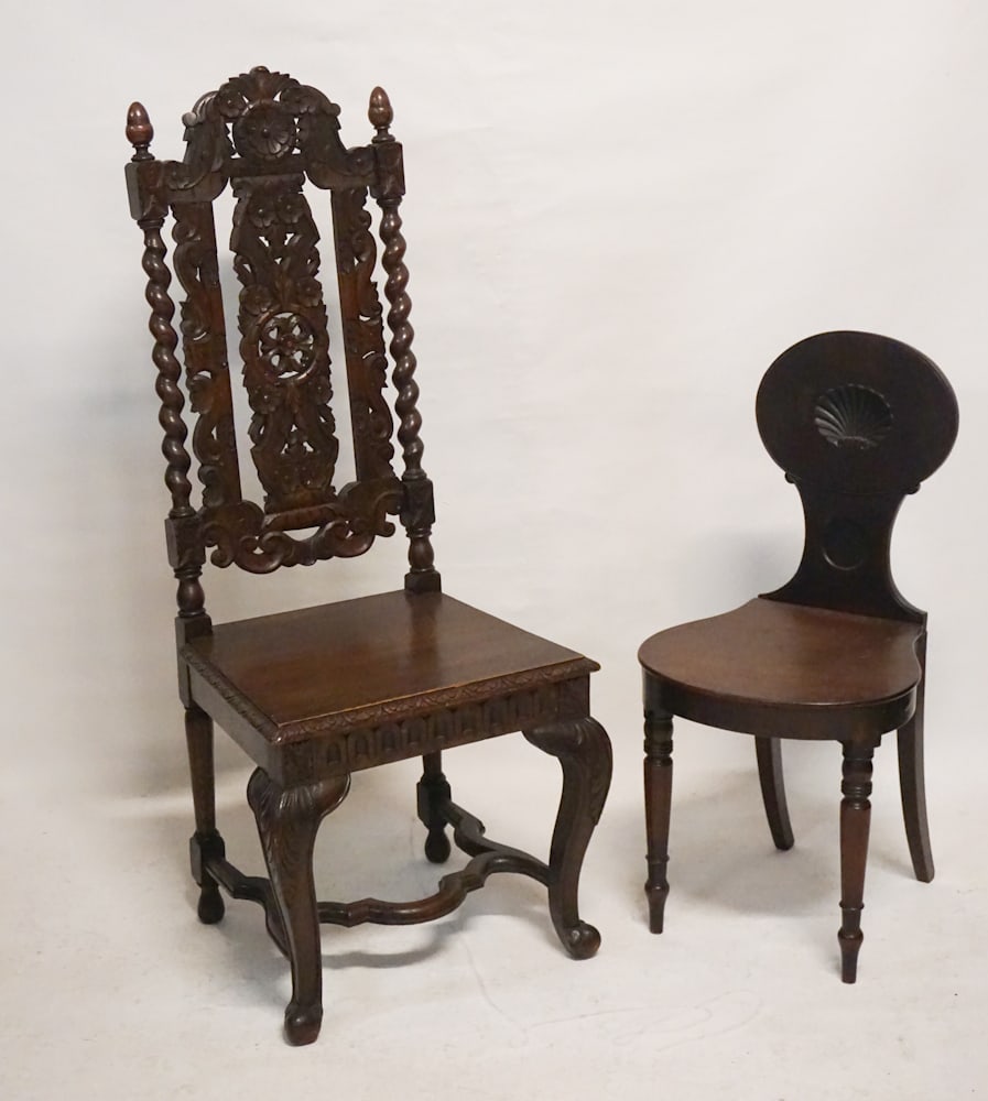 Two Antique Carved English Side Chairs (1 of 3)