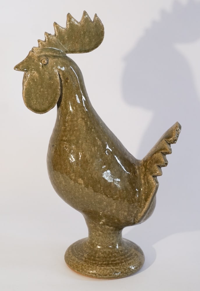 Early Southern Stoneware Figural Rooster (1 of 4)