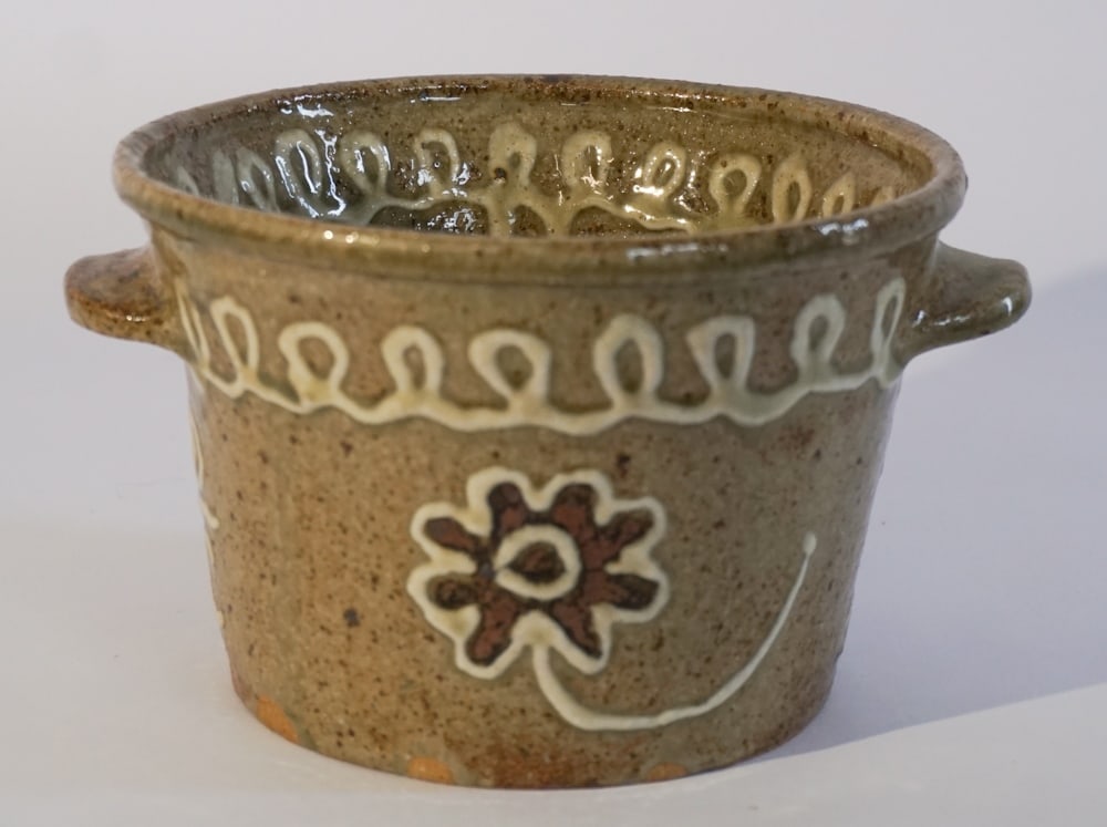 Southern Stoneware Decorated Cream Riser Edgefield Style (1 of 4)