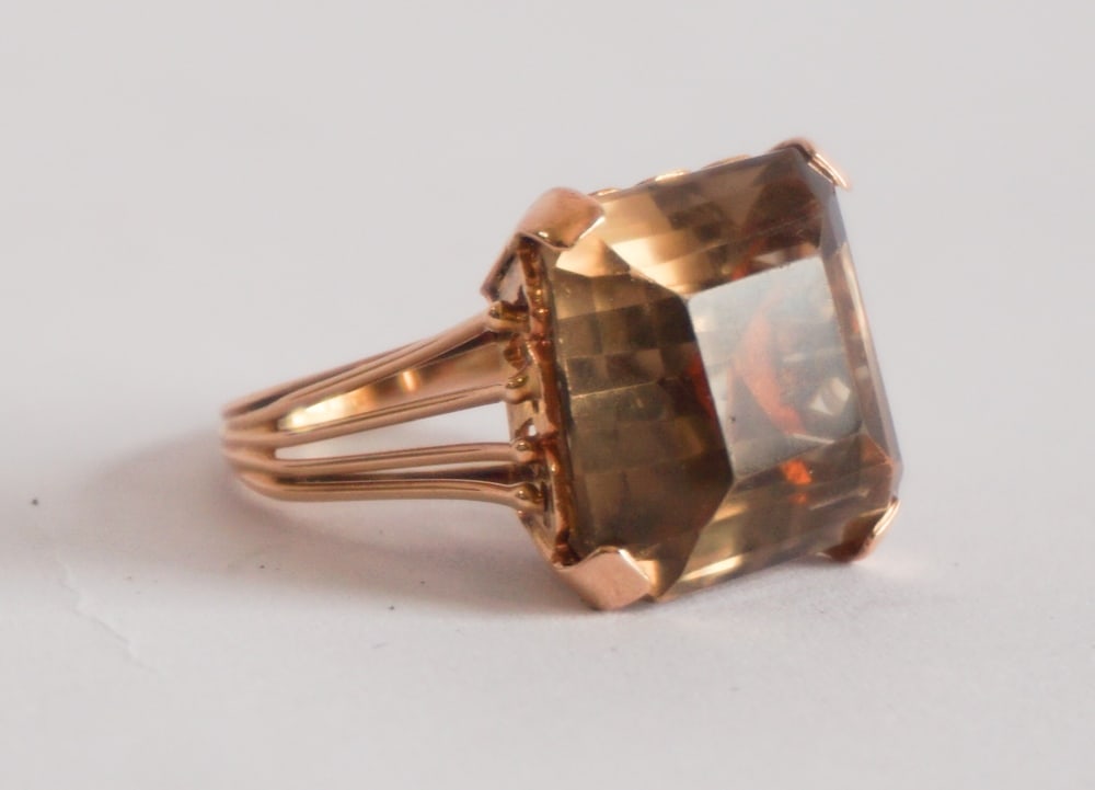 Fine Vintage 14k Gold & Smokey Topaz Cocktail Ring (1 of 5)