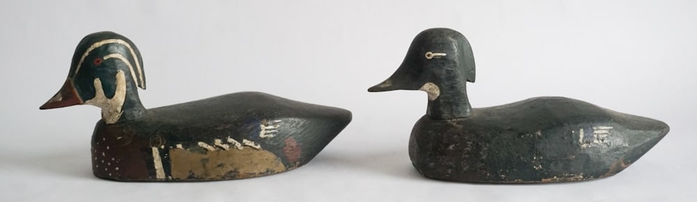 Pair of Antique Carved & Painted Wood Duck Decoys (1 of 4)