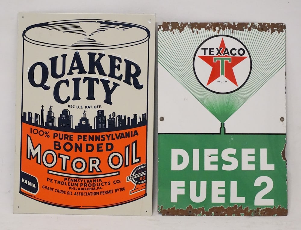 Two Vintage Enamel Automobilia Signs (1 of 1)
