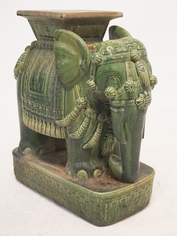 Oriental Glazed Pottery Elephant Side Table (1 of 3)