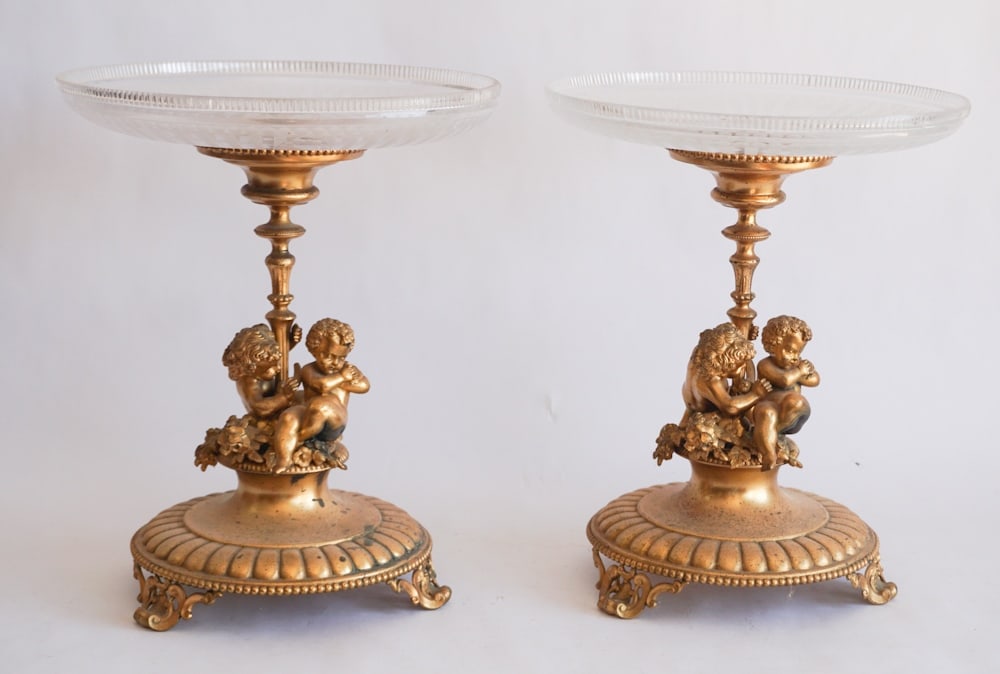Good Pair Antique French Gilt Metal Compotes (1 of 3)