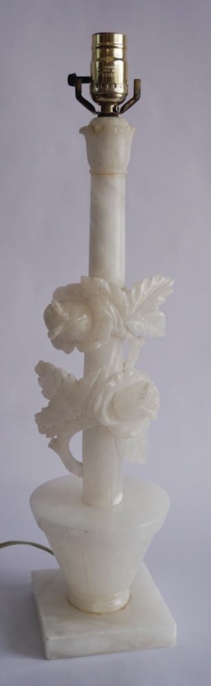 Continental Carved Alabaster Deco Lamp (1 of 3)