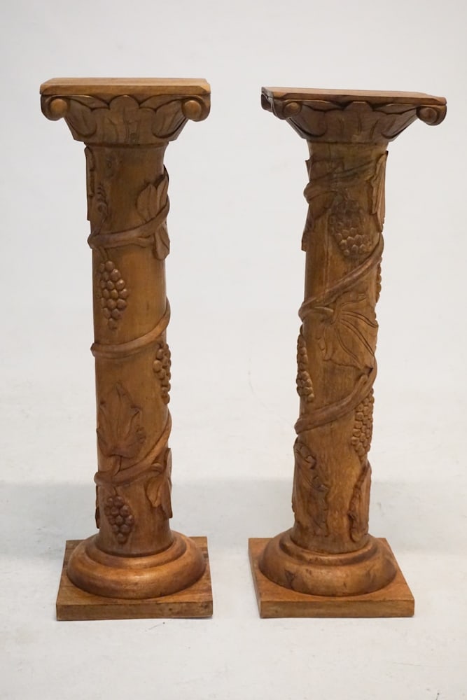 Pair Designer Hardwood Pedestal Stands or Columns (1 of 2)