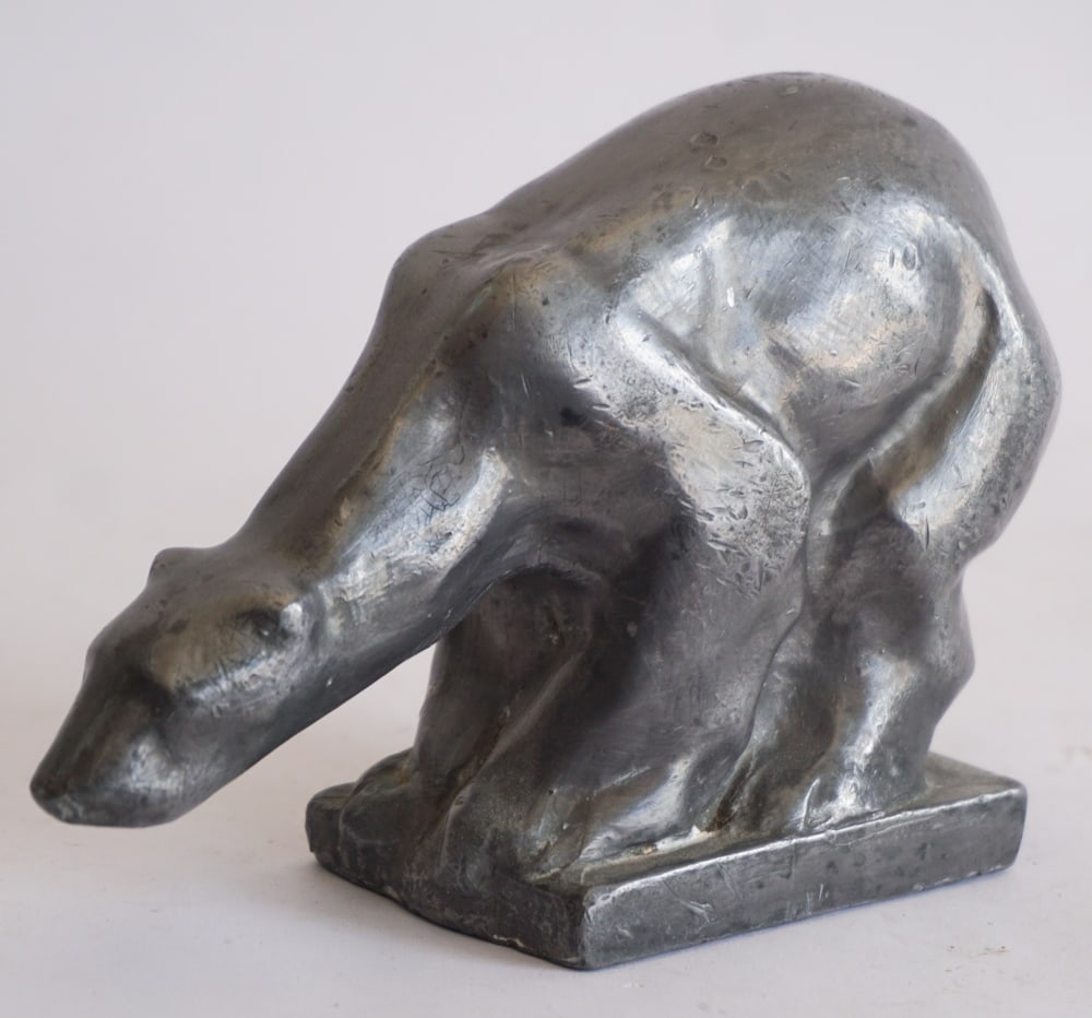 Art Deco Pewter Polar Bear Sculpture (1 of 3)