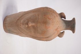 Antique Western Art Nouveau Pottery Face Vessel