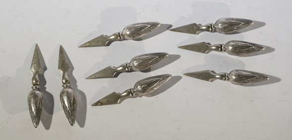 Set Figural Sterling Silver Corn Cob Handle Spikes