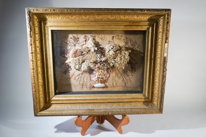 Antique Victorian Pictorial Shadowbox Still Life