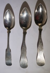 Collection Antique American Coin Silver Spoons