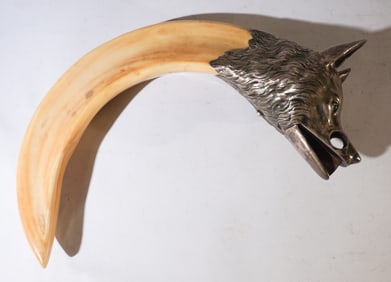 Antique Austrian .900 Silver & Boar Tusk Cigar Nip