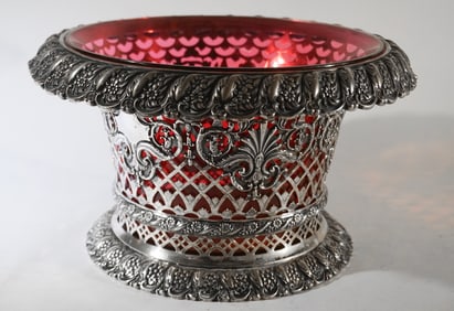 German 800 Silver & Blown Glass Centerpiece