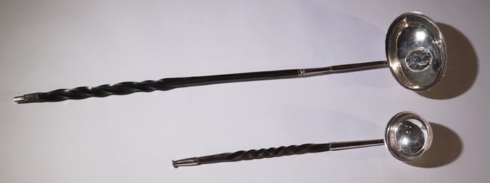 Two Antique Georgian Silver Toddy Ladles