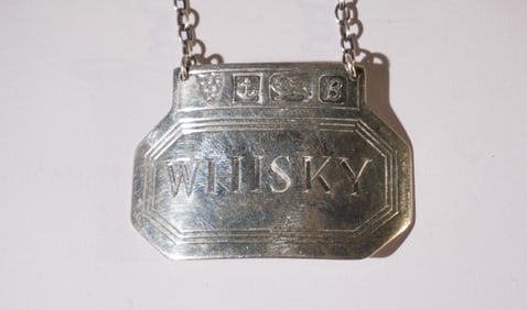 English Silver Whiskey Tag